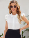 Ruffle Armhole Lace Applique Top