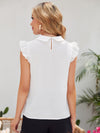 Ruffle Armhole Lace Applique Top