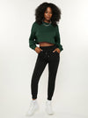 BASICS Drop Shoulder Raw Hem Crop Pullover