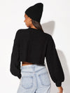 EZwear F V neck Drop Shoulder Rib knit Crop Tee