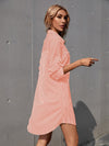 Striped Roll Up Sleeve Shirt Dress
