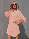 Striped Roll Up Sleeve Shirt Dress
