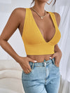 Ribbed Plunging Crisscross Crop Top