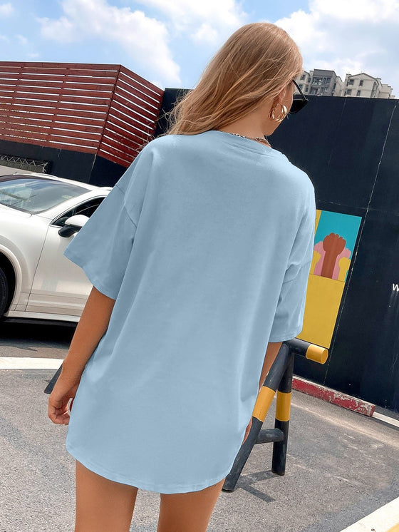 Letter Graphic Drop Shoulder Oversized Tee