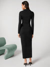 Ruched Slit Hem Bodycon Dress