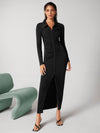 Ruched Slit Hem Bodycon Dress