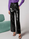 Zipper Fly Palazzo PU Pants