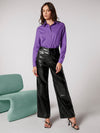 Zipper Fly Palazzo PU Pants