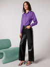 Zipper Fly Palazzo PU Pants