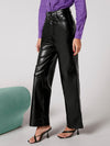 Zipper Fly Palazzo PU Pants