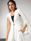 Solid Open Front Cloak Sleeve Blazer