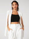Solid Open Front Cloak Sleeve Blazer
