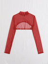 Mock neck Super Crop Mesh Top