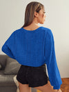 EZwear F V neck Drop Shoulder Rib knit Crop Tee