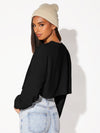 BASICS Drop Shoulder Solid Crop Pullover
