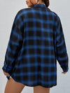 Plus Tartan Plaid Button Up Tunic Shirt