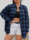Plus Tartan Plaid Button Up Tunic Shirt