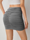 Solid Skinny Ruched Skirt