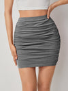 Solid Skinny Ruched Skirt