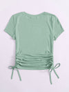 EZwear F Neon Orange Drawstring Side Solid Top
