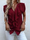 Solid Ruffle Trim Blouse