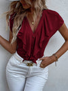 Solid Ruffle Trim Blouse