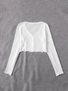 Lettuce Edge Waffle Knit Button Up Top