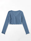 Lettuce Edge Waffle Knit Button Up Top