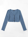 Lettuce Edge Waffle Knit Button Up Top