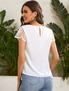 EMERY ROSE Keyhole Neck Lace Sleeve Top