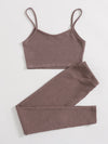 EZwear Solid Cami Top Knotted Waist Leggings Set