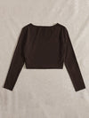 EZwear F Solid V Neck Crop Tee