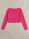 EZwear F Solid V Neck Crop Tee