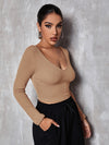 V Neck Solid Fitted Crop Tee