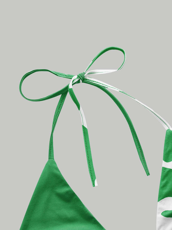 Cow Print O ring Ruched Tie Backless Crop Halter Top