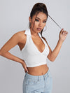 Open Back Crop Halter Top