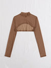 Mock neck Super Crop Mesh Top