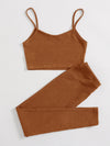 EZwear Solid Cami Top Knotted Waist Leggings Set