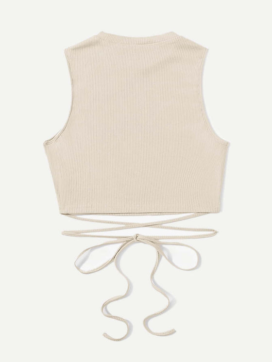 Crisscross Tie Back Crop Tank Top