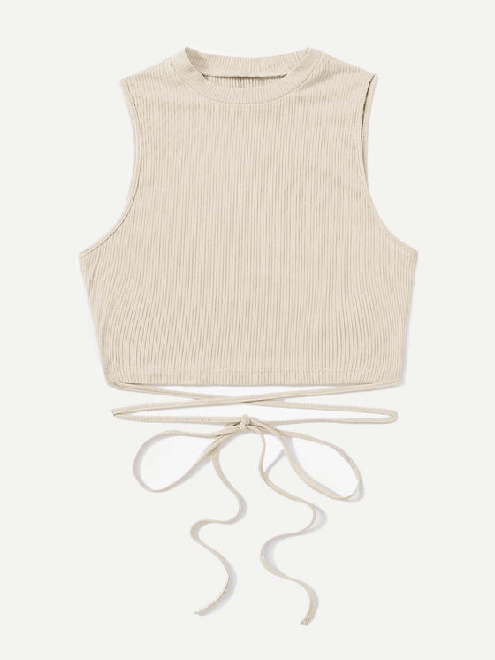 Crisscross Tie Back Crop Tank Top