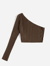 One Shoulder Rib knit Crop Top