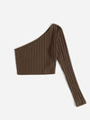 One Shoulder Rib knit Crop Top