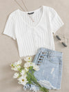Lettuce Edge Button Front Rib knit Top