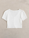 Lettuce Edge Button Front Rib knit Top