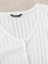 Lettuce Edge Button Front Rib knit Top