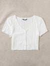 Lettuce Edge Button Front Rib knit Top