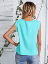 Notched Neck Scallop Trim Top