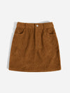 Corduroy Dual Pockets Straight Mini Skirt