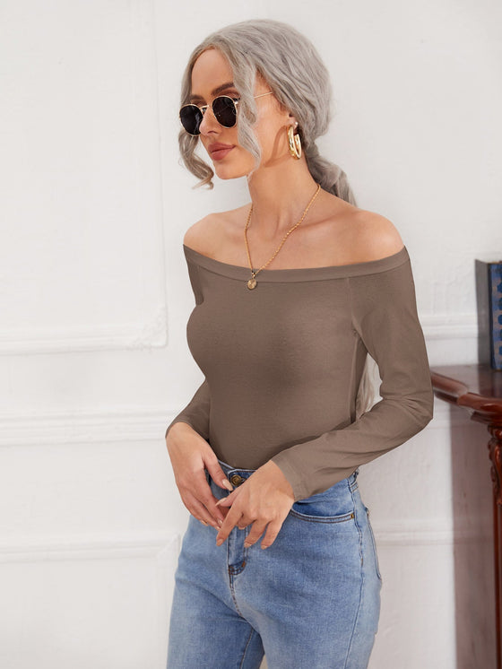 Off Shoulder Solid Tee