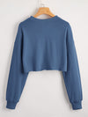 BASICS Drop Shoulder Solid Crop Pullover